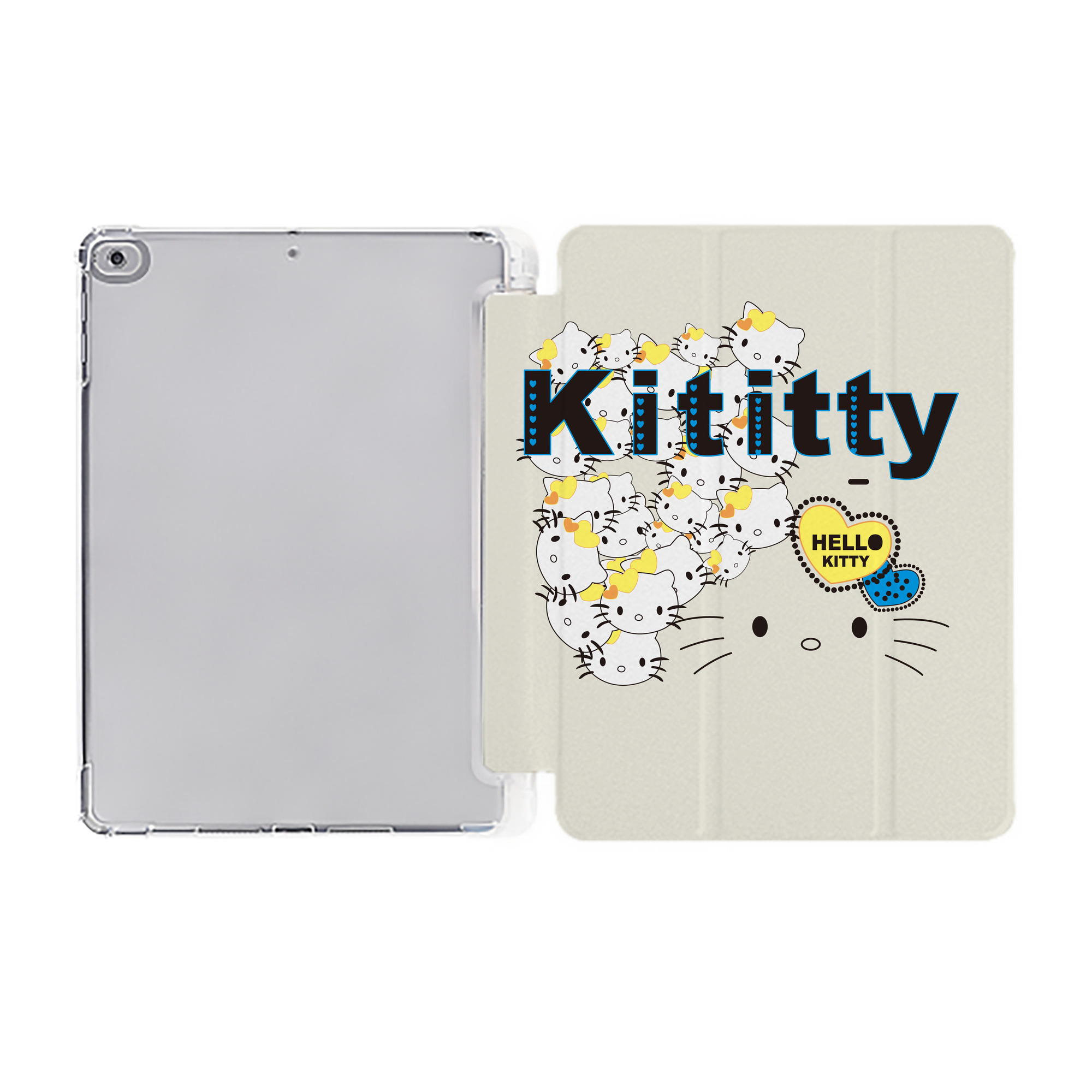 （画像用） Hello Kitty ハローキティ IPad ケース ペン収納付き 三つ折りスタンド PUレザー×シリコン 対応機種9.5/10.5/10.9インチ